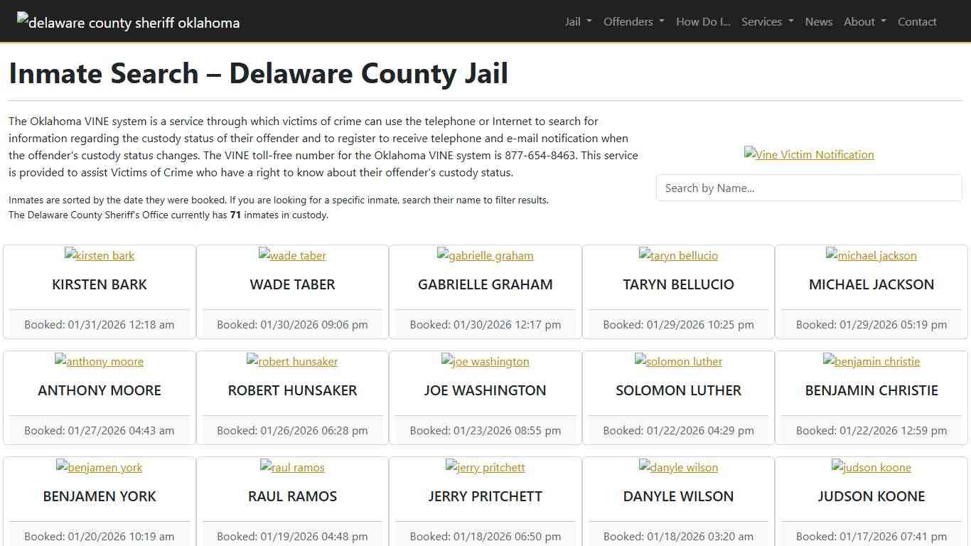 Inmate Search Delaware County Sheriff's Office