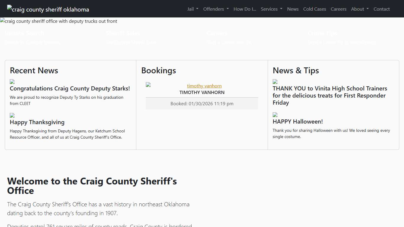 Craig County Sheriff's Office in Oklahoma