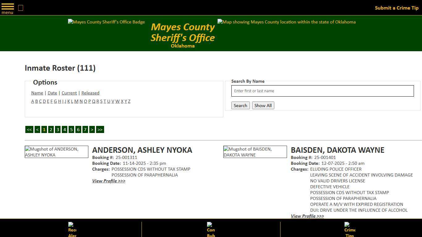 Inmate Roster - Current Inmates - Mayes County, OK Sheriff